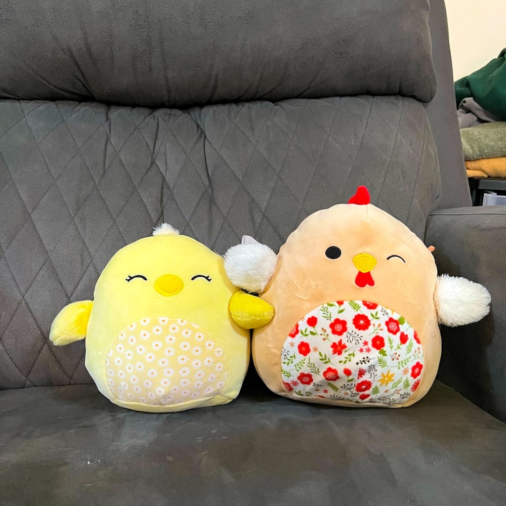 Rutie the Chicken and Aimee the chick Squishmallows